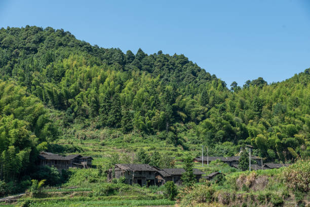 istock Fields and houses in the countryside under the blue sky 1344668270