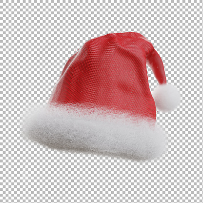 3d render of christmas hat with christmas concept transparent background,clipping path