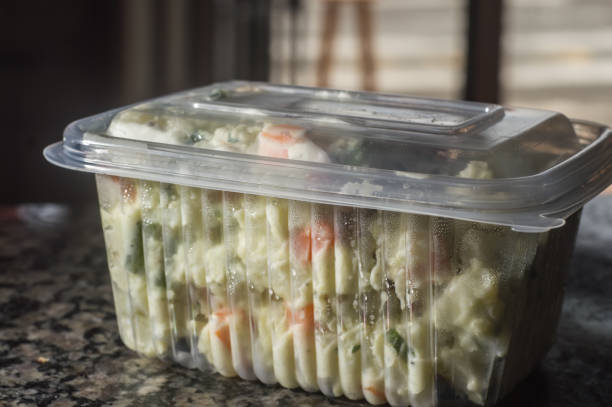 istock plastic pot with potato salad and mayonnaise, 1344674787