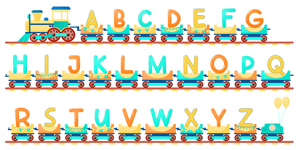 Abc Order Example With Train Train Alphabet For Kid In Cartoon Style Stock Illustration - Download ...