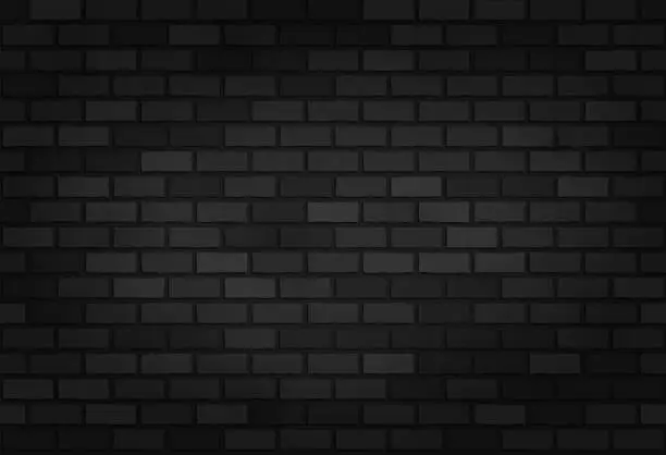 Vector illustration of black brick wall
