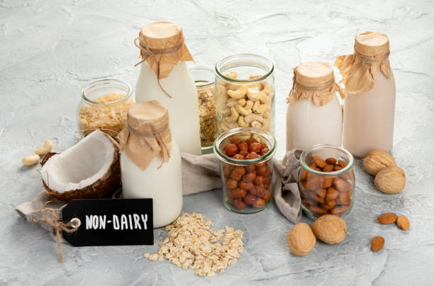 istock Assortment of non diary plant based milk. 1344684357