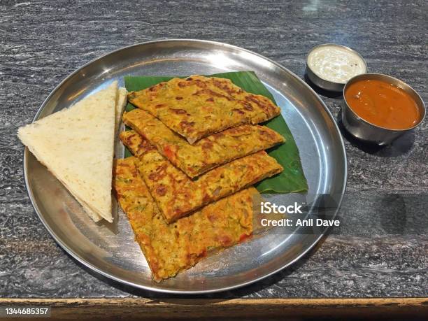 Udupi Style Vegan Eggless Omelette Stock Photo - Download Image Now - Close-up, Color Image, Crockery