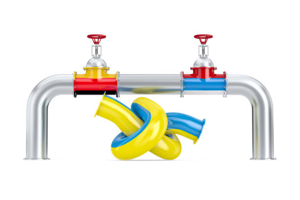 istock pipeline between Russia and Germany on white background. Isolated 3D illustration 1344686768