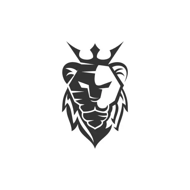 Vector illustration of Lion Head Crown Mascot Emblem Template Brand Modern