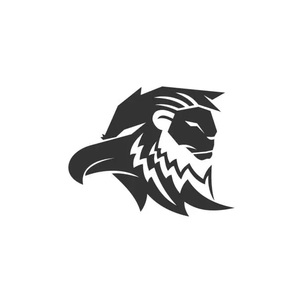 Vector illustration of Lion Eagle Head Mascot Emblem Template Business Brand