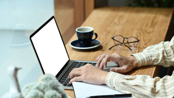 istock Businessman searching information on laptop computer. 1344693813