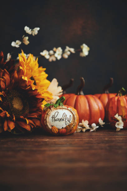 istock Thanksgiving Fall Background with Sunflowers and Pumpkins 1344694706