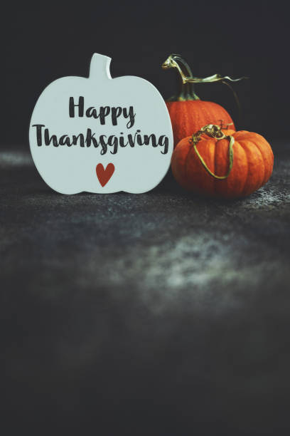 istock Pumpkins with Happy Thanksgiving Message and Copy Space 1344694750