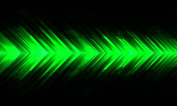 istock Abstract green arrow light power geometric direction design modern futuristic technology creative background vector illustration. 1344697545