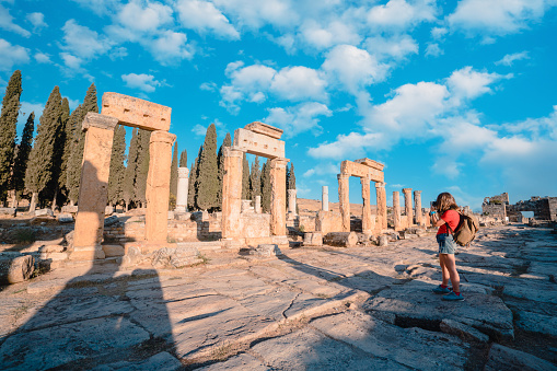 UNESCO, Backpacker, Camera, Travertine pools, Greek architecture