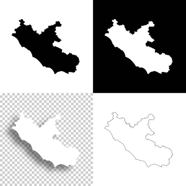 lazio maps for design. blank, white and black backgrounds - line icon - lazio stock illustrations