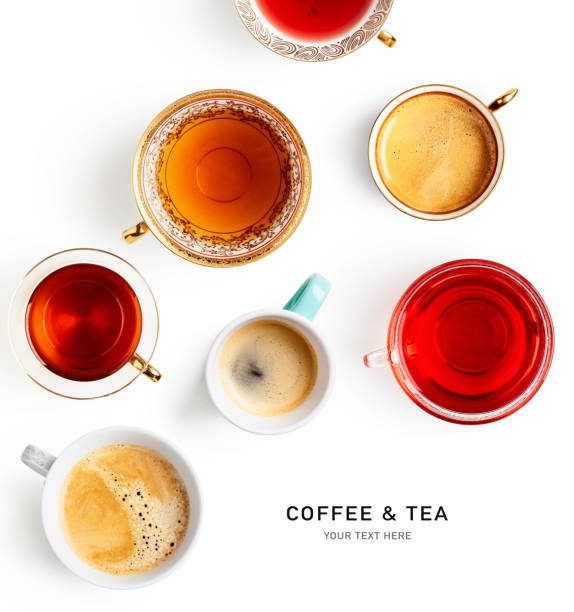 istock Herbal, black, fruit tea in teacup and cups of coffee 1344708167