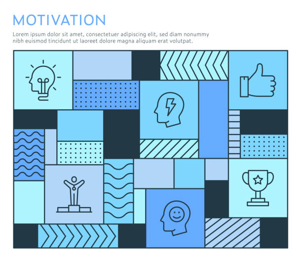 ilustrações de stock, clip art, desenhos animados e ícones de bauhaus style motivation infographic template - colored background aspirations success achievement