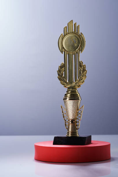 Close up trophy on the gray background