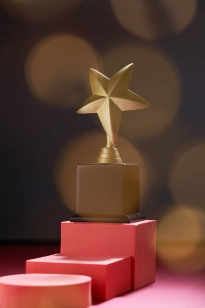 istock Close up trophy on the black background 1344709709