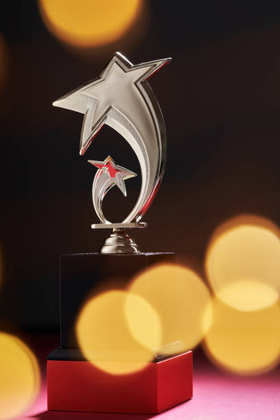 istock Close up trophy on the black background 1344709733
