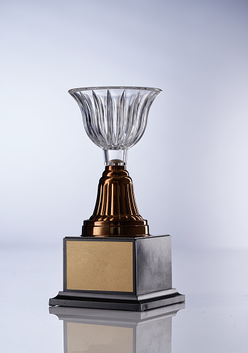 crystal trophy on gray  background