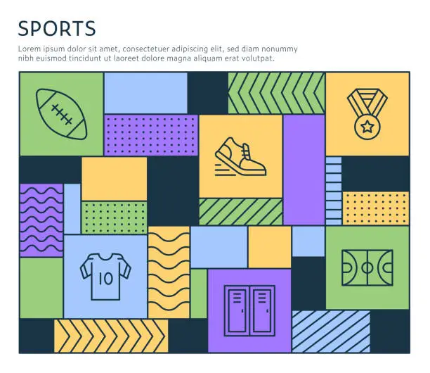 Vector illustration of Bauhaus Style Sports Infographic Template