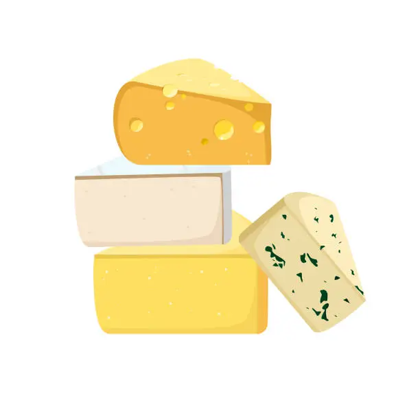 Vector illustration of A set of pieces of cheese