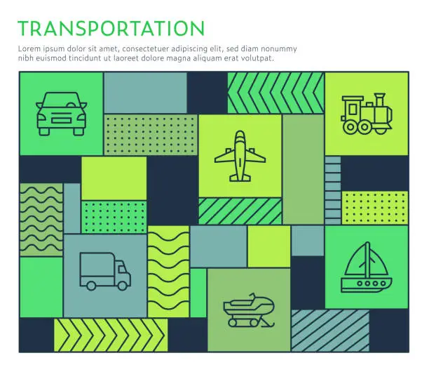 Vector illustration of Bauhaus Style Transportation Infographic Template