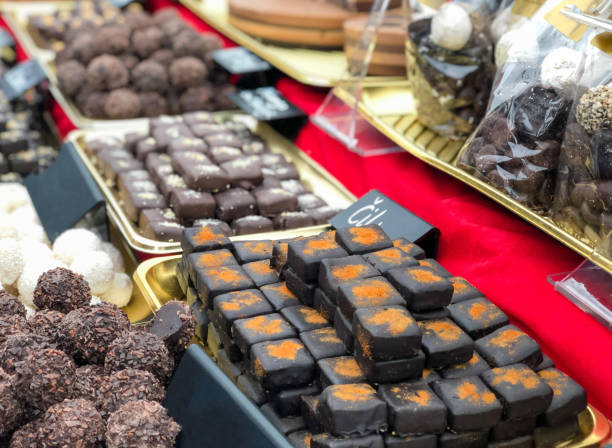 istock variety of chocolate bars on the shelf 1344711166