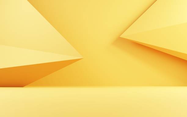 空のゴールドの抽象的な幾何学的最小限の概念の背景の3dレンダリング。広告、化粧品、ショールーム、バナー、夏、ファッション、技術、ビジネスのためのシーン。図。製品表示 - graphic design studio ストックフォトと画像