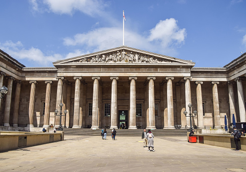 London, United Kingdom - May 17 2021: British Museum exterior daytime view.