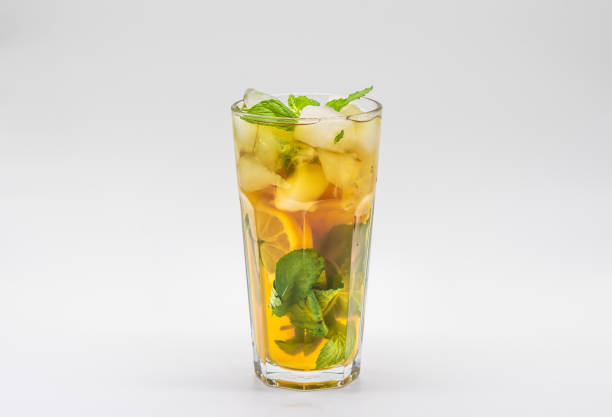 istock Iced tea with lemon isolated on white. 1344714500