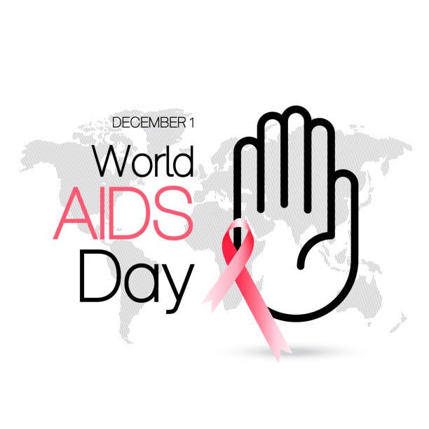 ilustraciones, imágenes clip art, dibujos animados e iconos de stock de ilustración de stock conceptual del día mundial del sida. vector de la cinta de concientización sobre el sida. - world aids day