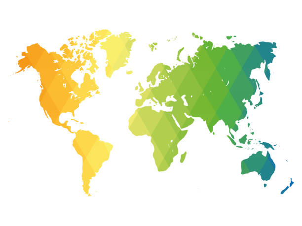 istock Map of World. Multicolor low poly gradient of rhombus shapes. Modern vector polygonal design 1344714871