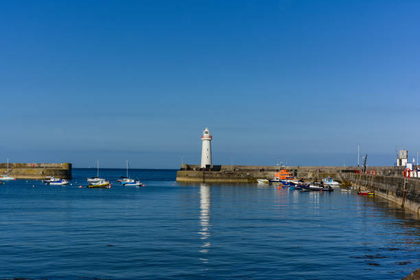 View of the lighthouse of Donaghadee, Northern Ireland,United Kingdom stock photo