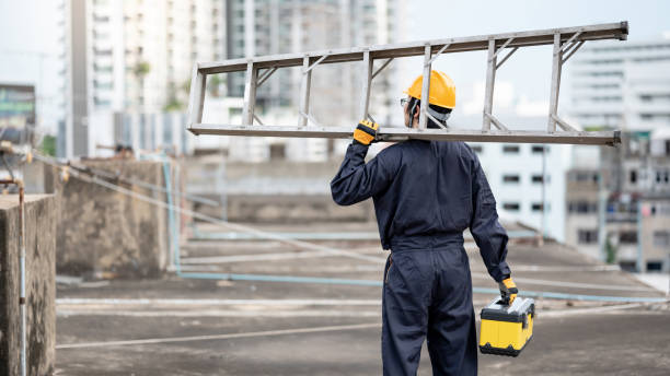 istock Maintenance worker man carrying aluminium ladder 1344718162