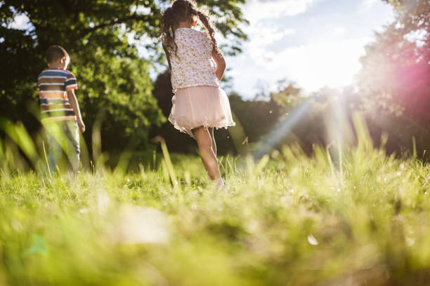 istock Beautiful children running in nature 1344720907