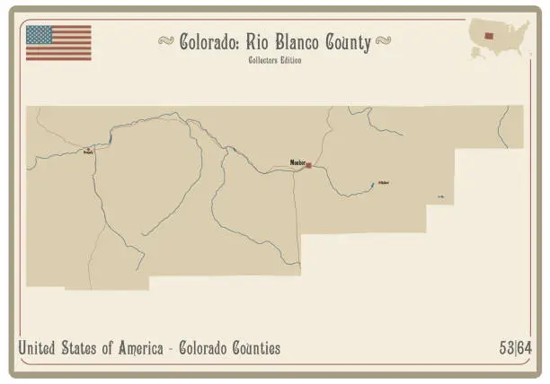 Vector illustration of Map of Rio Blanco County in Colorado