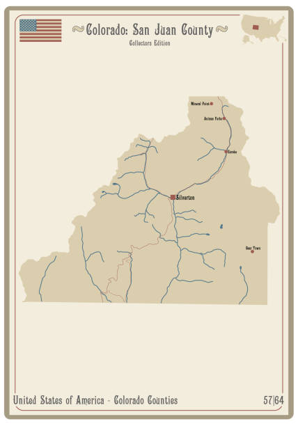 mapa hrabstwa san juan w kolorado - puerto rico map vector road stock illustrations