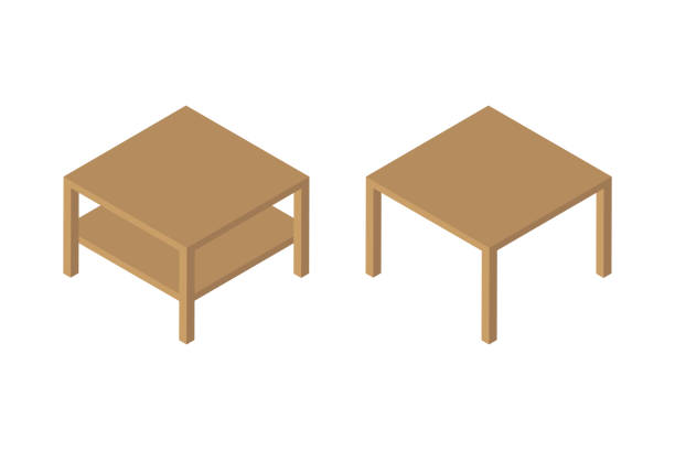 ilustrações, clipart, desenhos animados e ícones de duas ilustrações de tabel. vetor em design isométrico - brown table inside
