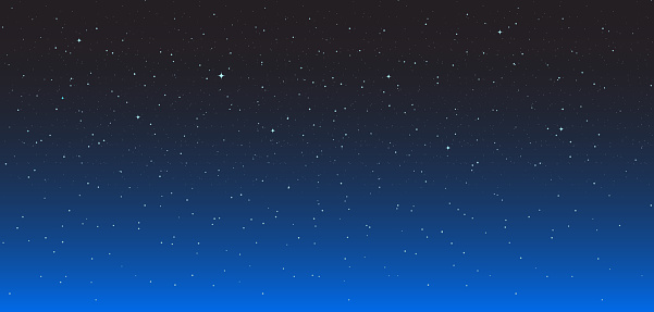 Night star background. Starry sky. Dark-blue space with bright stars. Wallpaper of galaxy or universe. Illustration for astronomy, magic and infinity. Texture with constellation and planet. Vector.