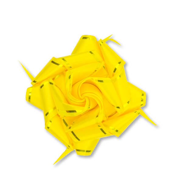 istock Yellow Christmas bow ribbon isolated on the white background with clipping path 1344724498