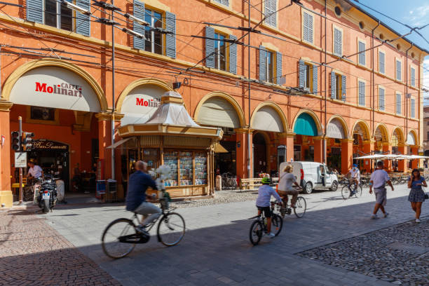 street in the old town (modena, italy) - vinegar balsamic vinegar modena italy imagens e fotografias de stock