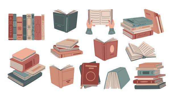 Ilustración de Conjunto De Libros Retro En Coloridas Portadas En Estilo  Cartoon Pilas De Literatura Y Libros De Texto y más Vectores Libres de  Derechos de Libro - iStock