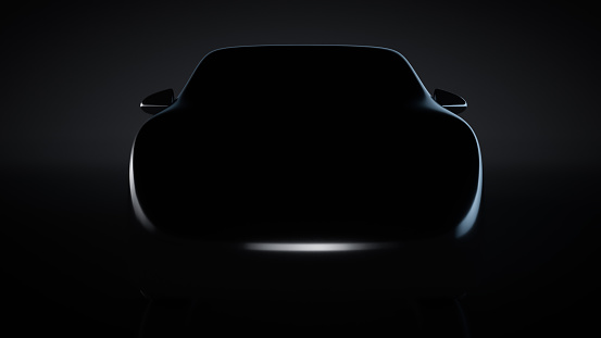 Automotive illustration. Silhouette of a passenger car. Front view