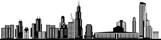 skyline chicago - sears tower stock-grafiken, -clipart, -cartoons und -symbole