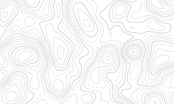 topographic line map patterns. black contour and texture geographic cartography terrain isolated on white drop. horizontal banner. vector illustration - 地形學 幅插畫檔、美工圖案、卡通及圖標