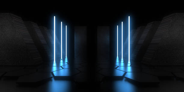 istock 3D abstract background with neon lights. neon tunnel  .space construction . .3d illustration 1344736159
