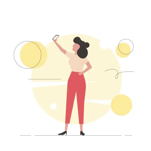 Vector illustration of Woman taking selfie