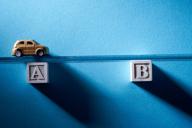 toy car and letter a and letter b - beginnings letter b planning letter a imagens e fotografias de stock