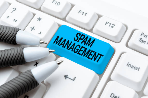 istock Text showing inspiration Spam Management. Word Written on help reduce or filter the amount of spam in your inbox Typing Helpful Blog Tutorial And Guides, Researching Strategies Online 1344748128