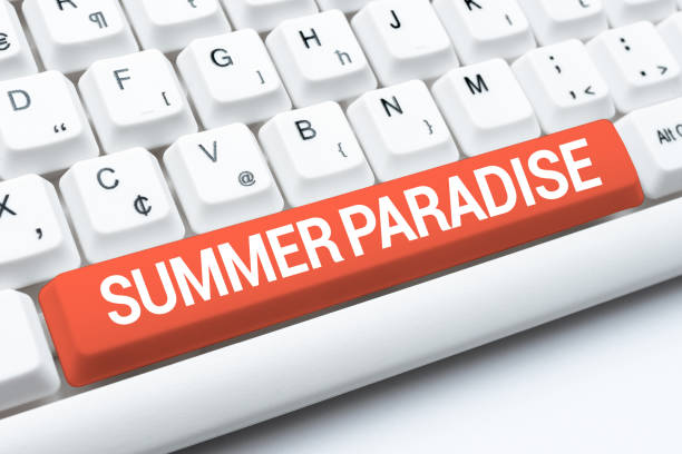 istock Handwriting text Summer Paradise. Business overview Spending vacation in the an ideal or idyllic place or state Abstract Creating Safe Internet Experience, Preventing Digital Virus Spread 1344748370