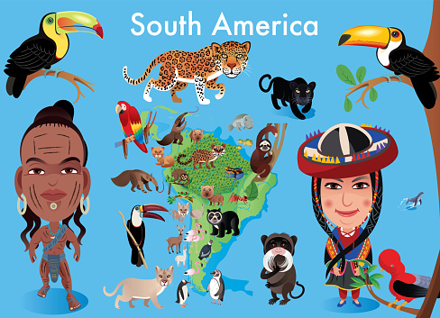 Vector South America map and natives
http://legacy.lib.utexas.edu/maps/world_maps/world_physical_2015.pdf